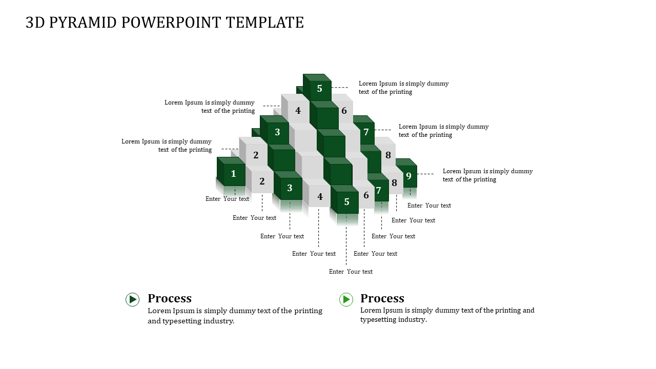A nine noded 3D PYRAMID POWERPOINT TEMPLATE